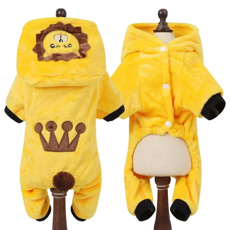 NONECN Cartoon Animal Dog Costume Fleece Pajama For Small Pets