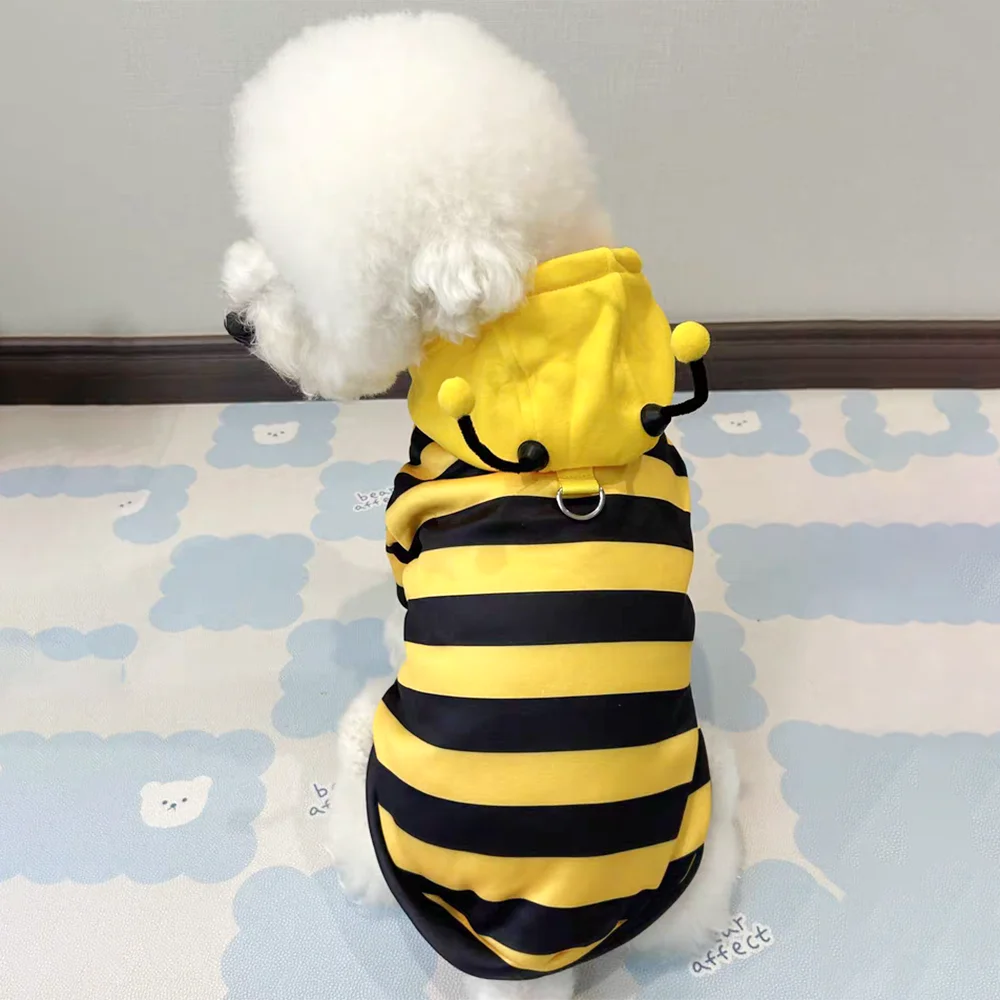 NONECN Bee Costume Hoodie For Dogs Thickened Winter Pet Sweater