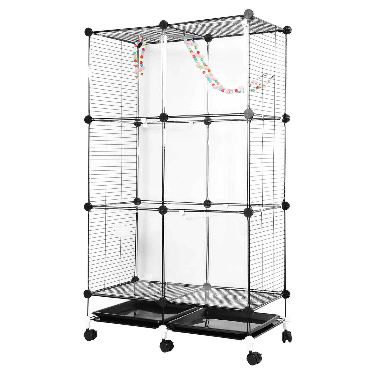 Bird Cage Universal Wheel With Stand Tray Swing Ladder