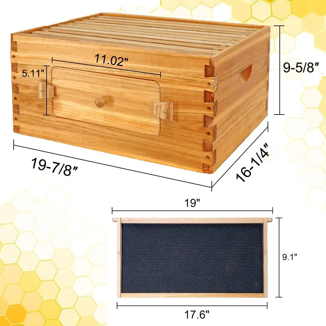 Deep Beehive Box With Window Langstroth, Natural Beeswax