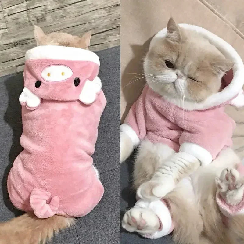 NONECN Cartoon Animal Dog Costume Fleece Pajama For Small Pets
