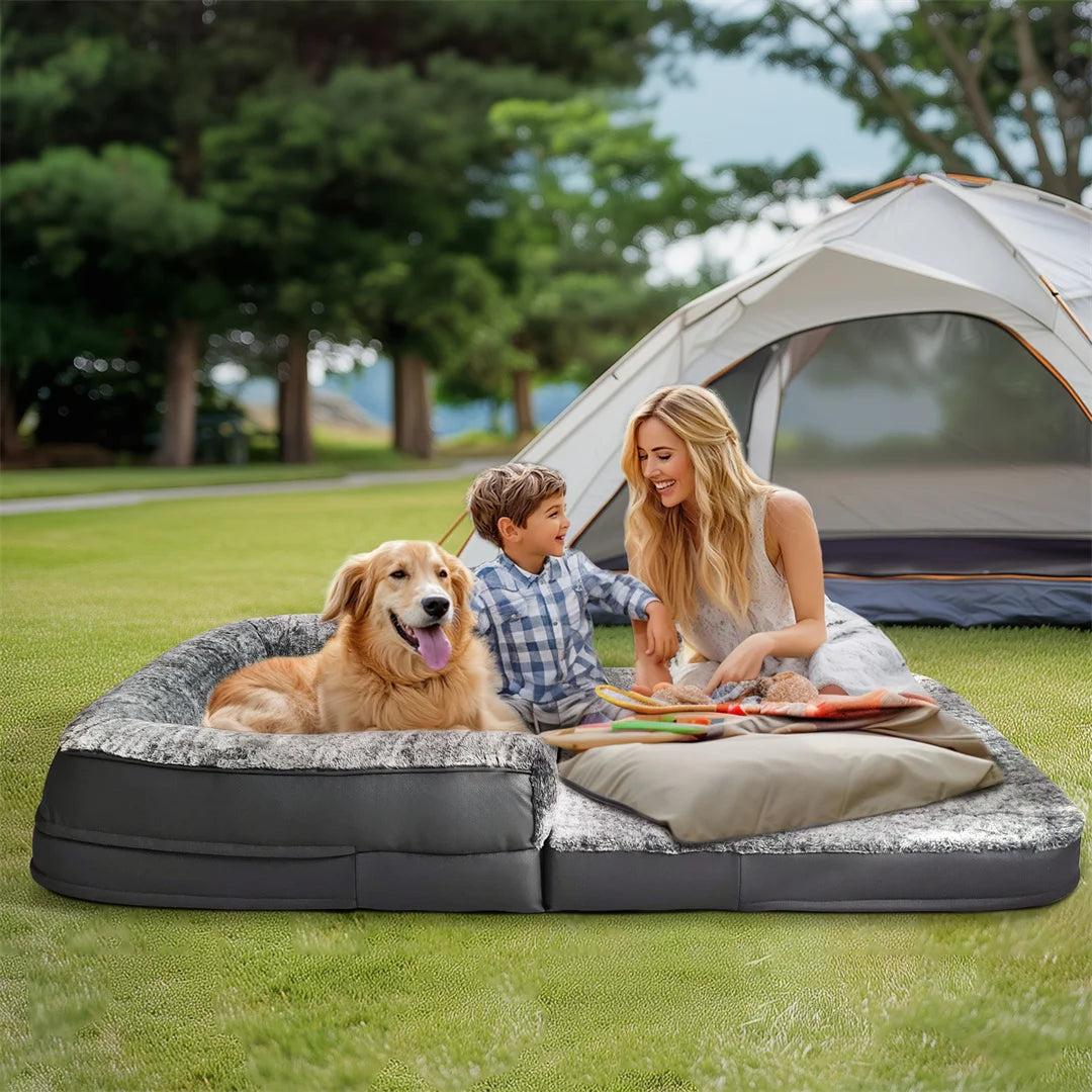 BINGOPAW Foldable Calming Dog Bed Plush Orthopedic