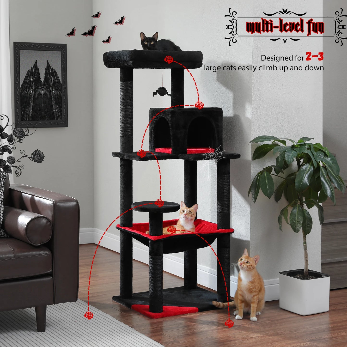 PAWZ Road 5-Level Cat Tree Tower For Indoor Cats