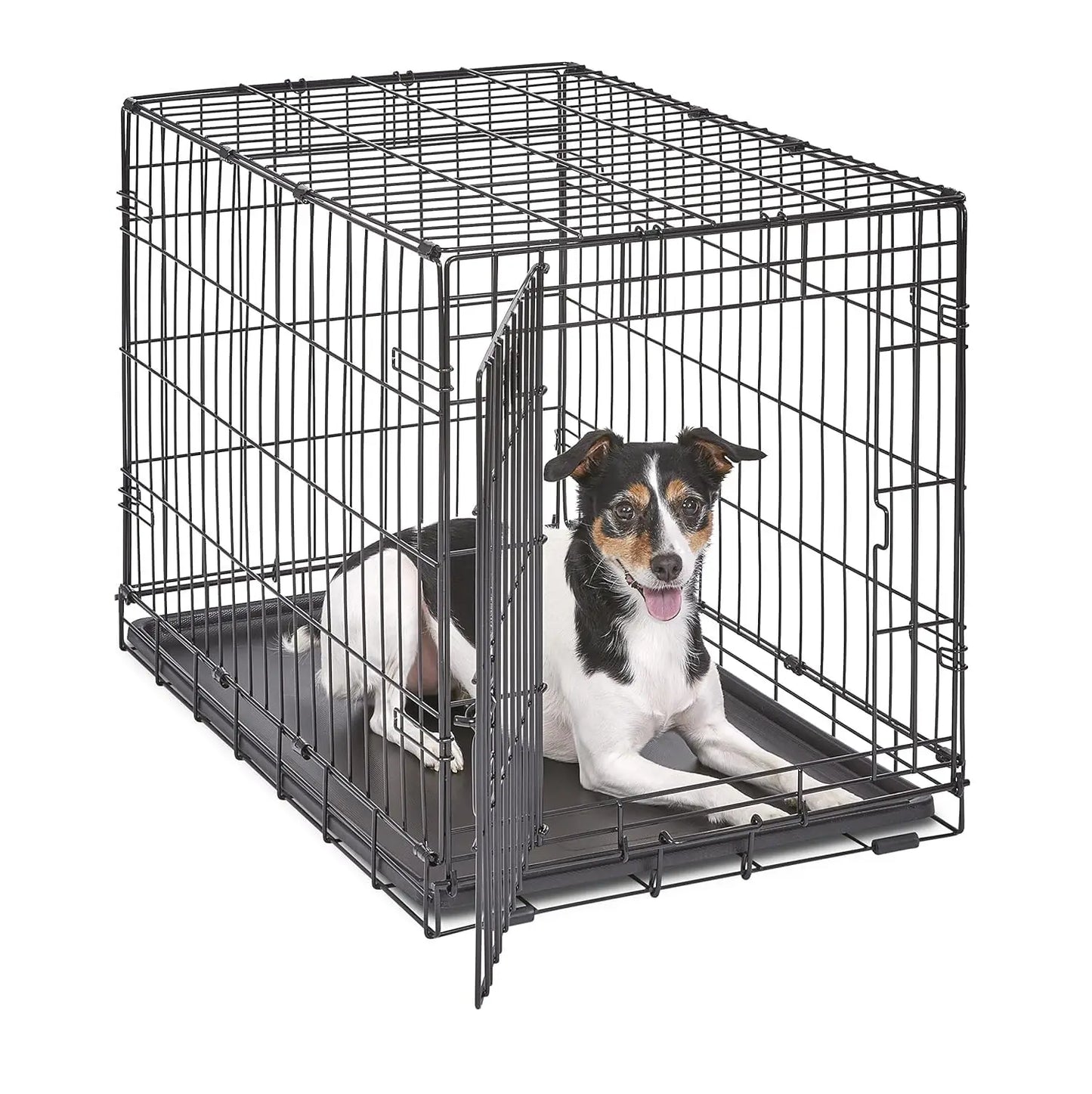 36 Inch Folding Dog Crate With Divider Leak Proof Tray
