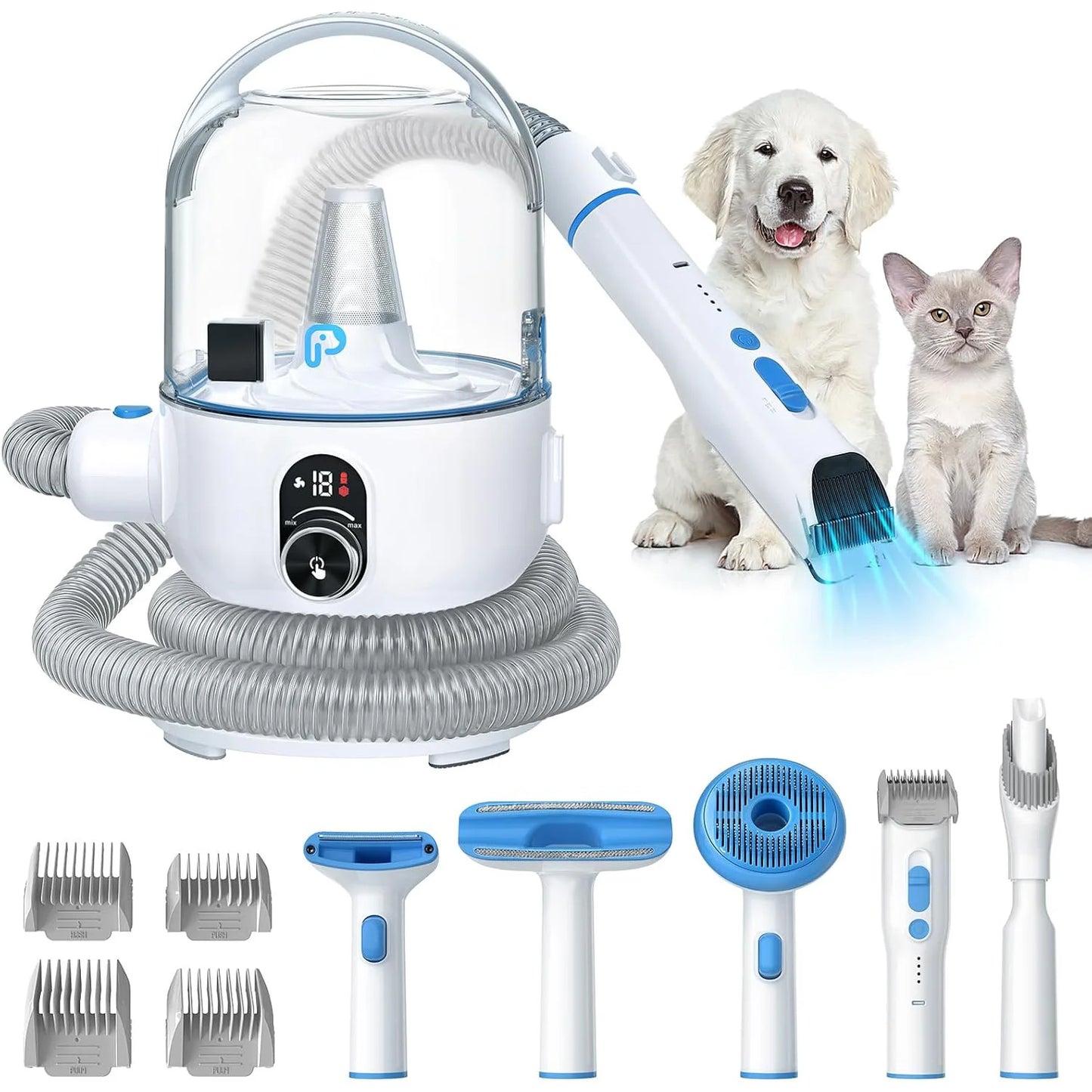 HiMISS Pet Grooming Kit With Quiet Vacuum And Five Tools
