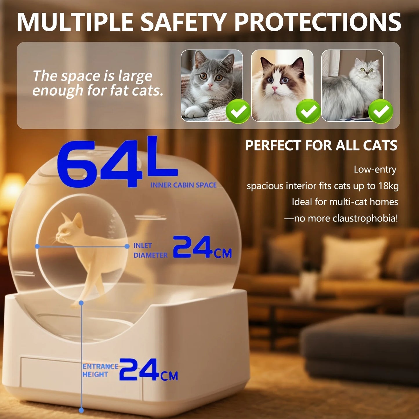 Self Cleaning Cat Litter Box Automatic With App Control