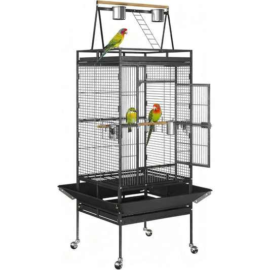 Playtop Parrot Cage With Rolling Stand Wrought Iron
