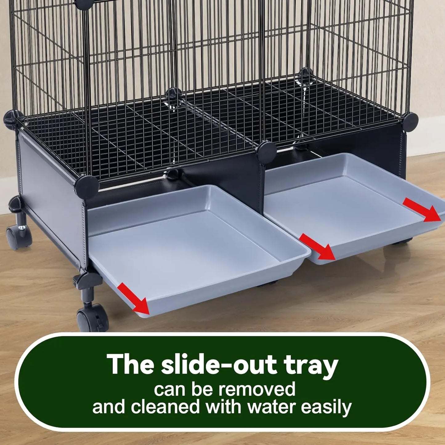 Spacious Bird Cage With Wooden Perches Water Bottle And Feeder