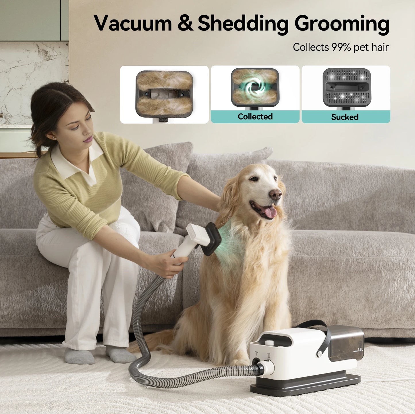 P1 Vacuum Cleaner And Hair Dryer 15kPa Pet Grooming Set