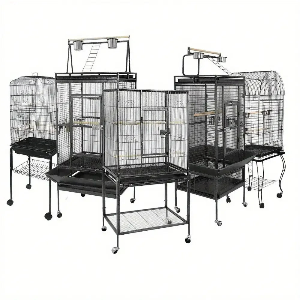 Durable Steel Bird Cage With Rolling Stand For Parrots And Lovebirds
