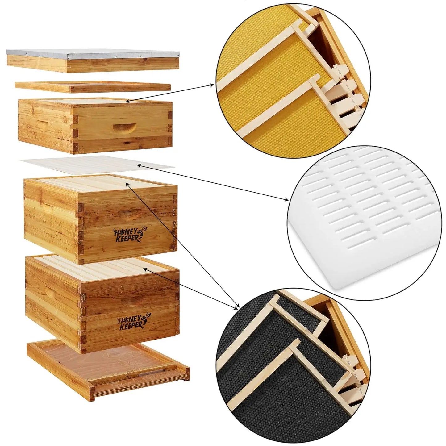 Beehive 10 Frame Complete Waxed Box Kit With Wooden Frames