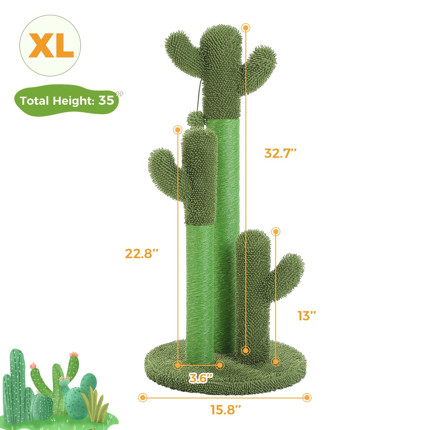 PEQULTICN Cactus Cat Tree Condo Hammock Ball