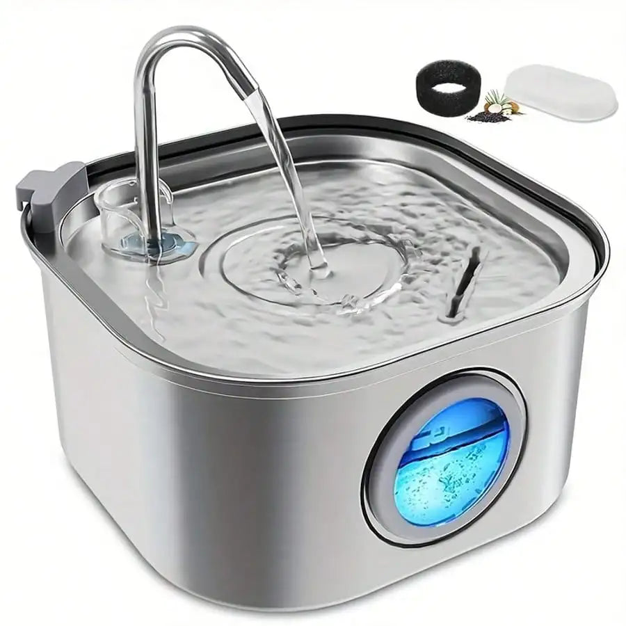 Stainless Steel Quiet Cat And Dog Water Fountain USB Powered