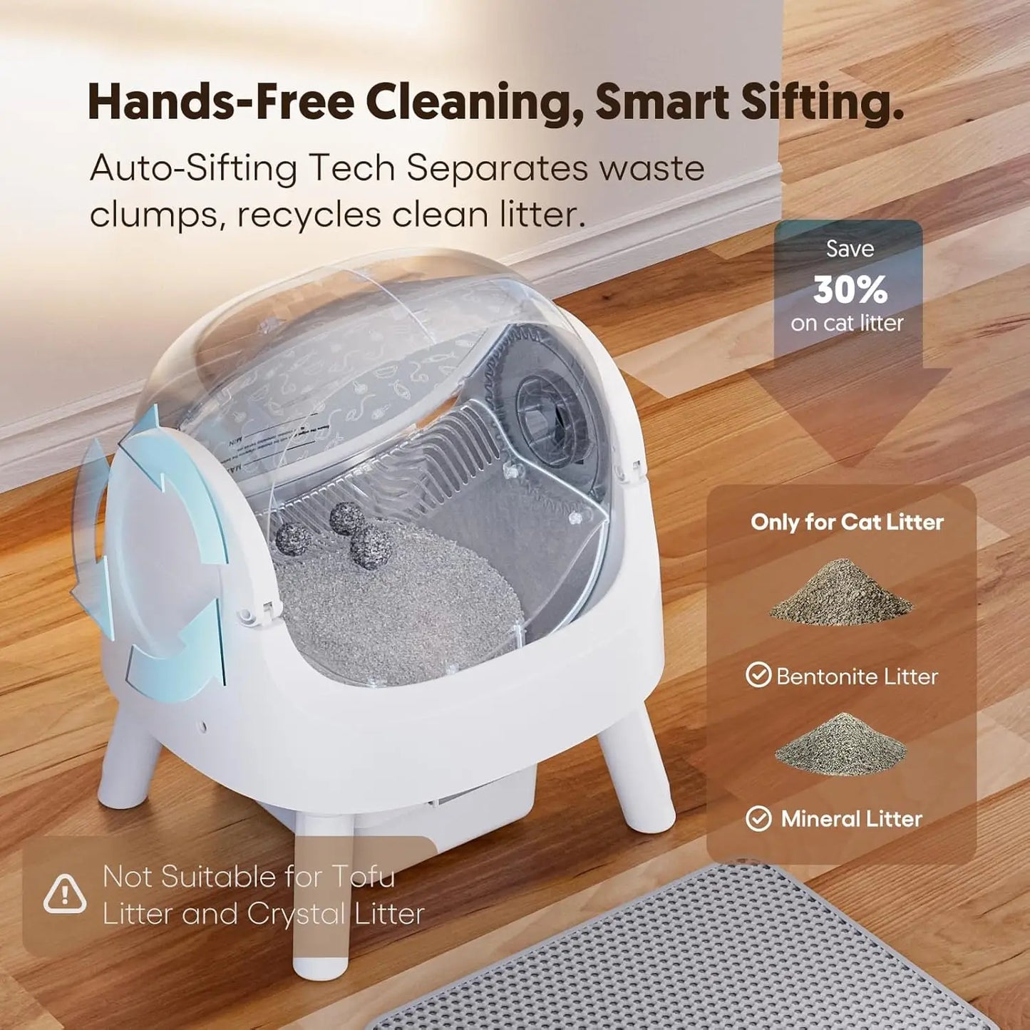 Self Cleaning Cat Litter Box For Multiple Cats With Safety