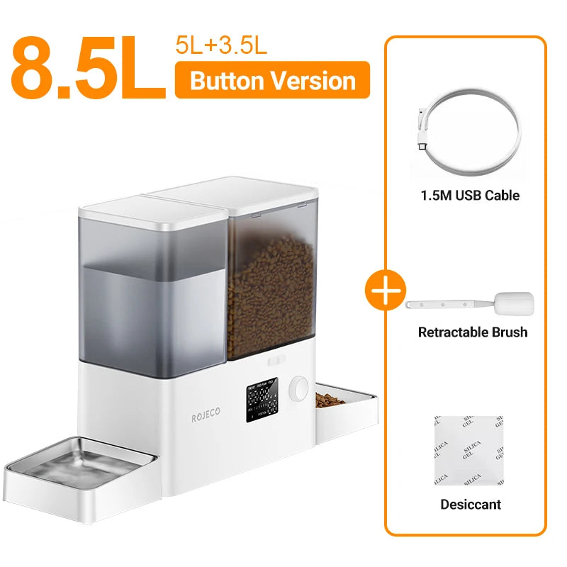 ROJECO 2In1 Automatic Pet Feeder And Water Fountain Dispenser