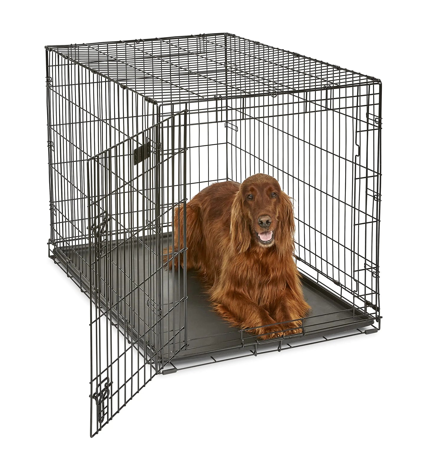 36 Inch Folding Dog Crate With Divider Leak Proof Tray