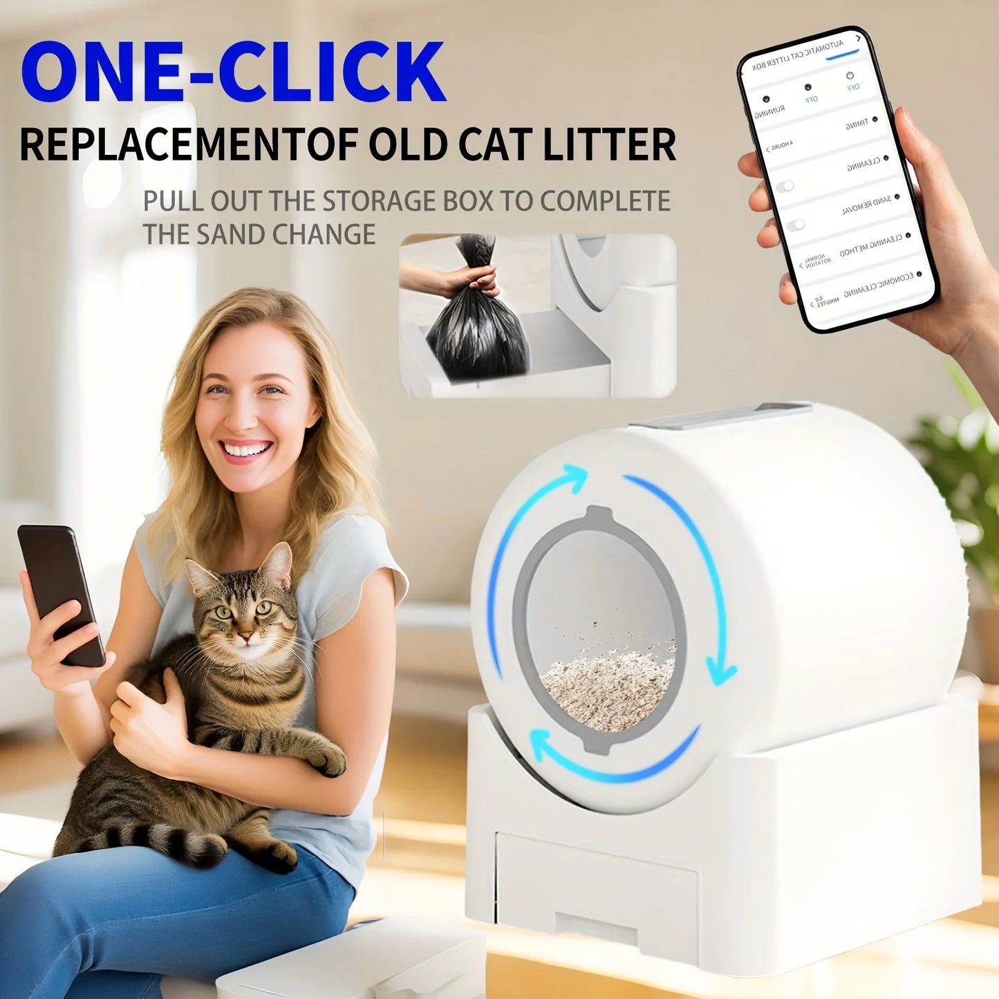 Self Cleaning Cat Litter Box Automatic With App Control