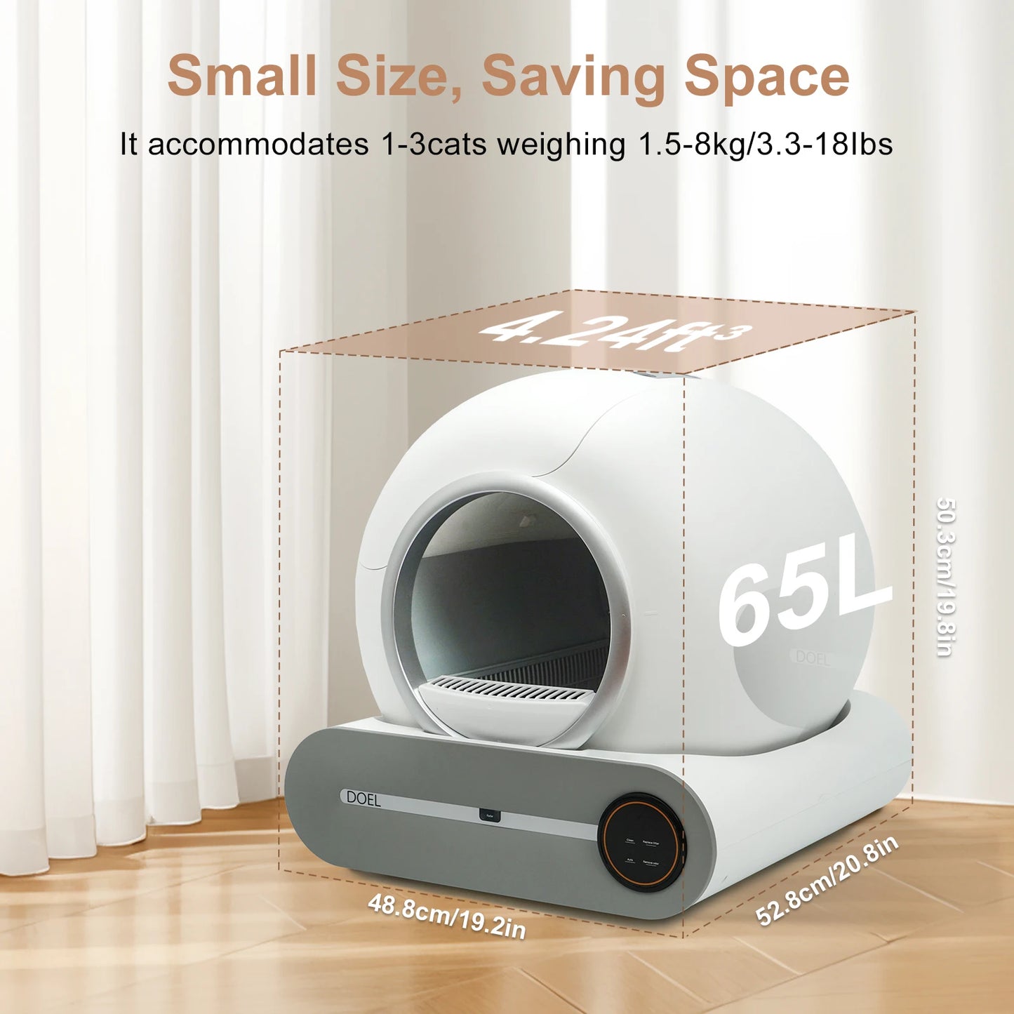 DOEL Self-Cleaning Cat Litter Box With Trash Bag Mat And App Control 2.4G WiFi