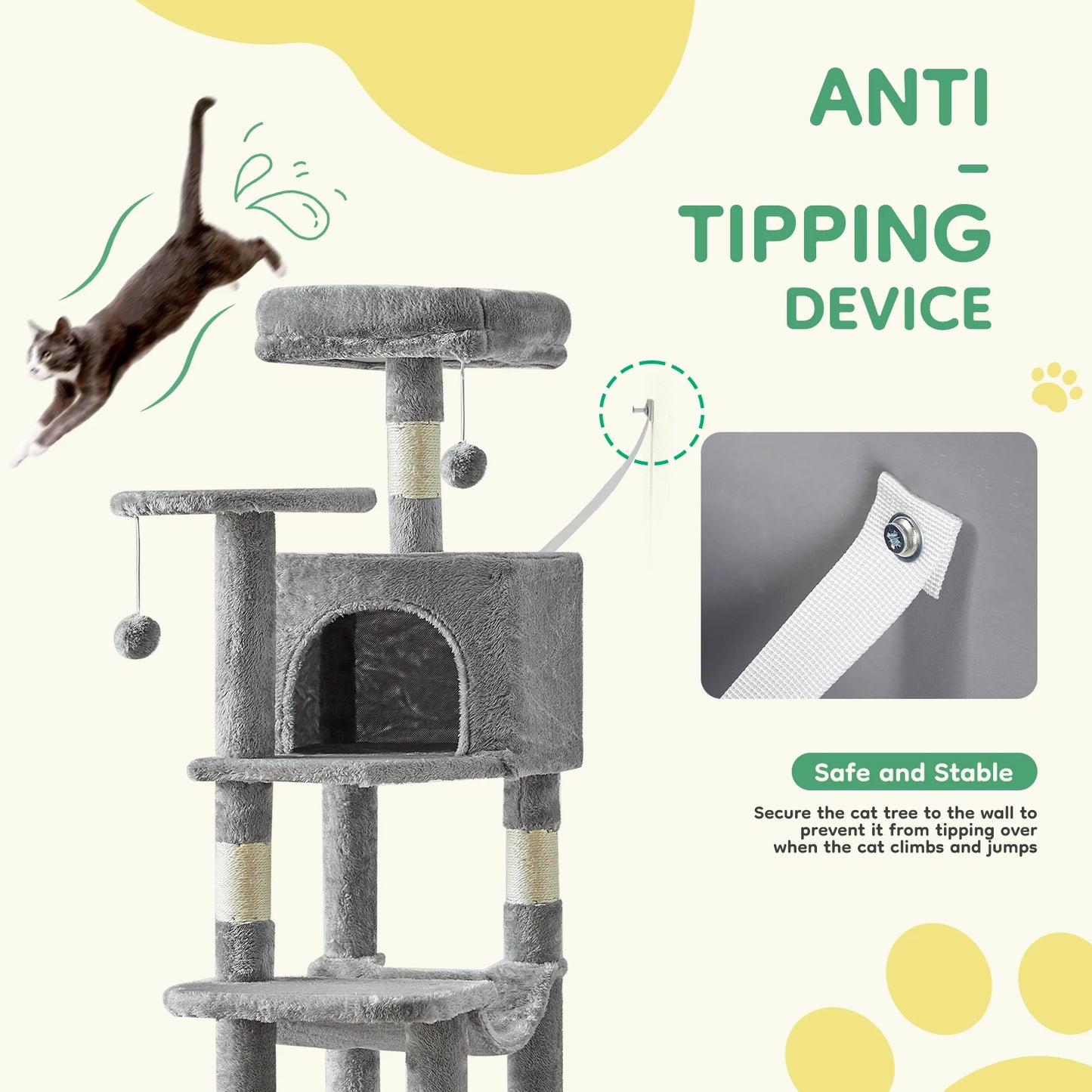 JHK Cat Tree Tower for Multi Cat Climbing Sisal Posts