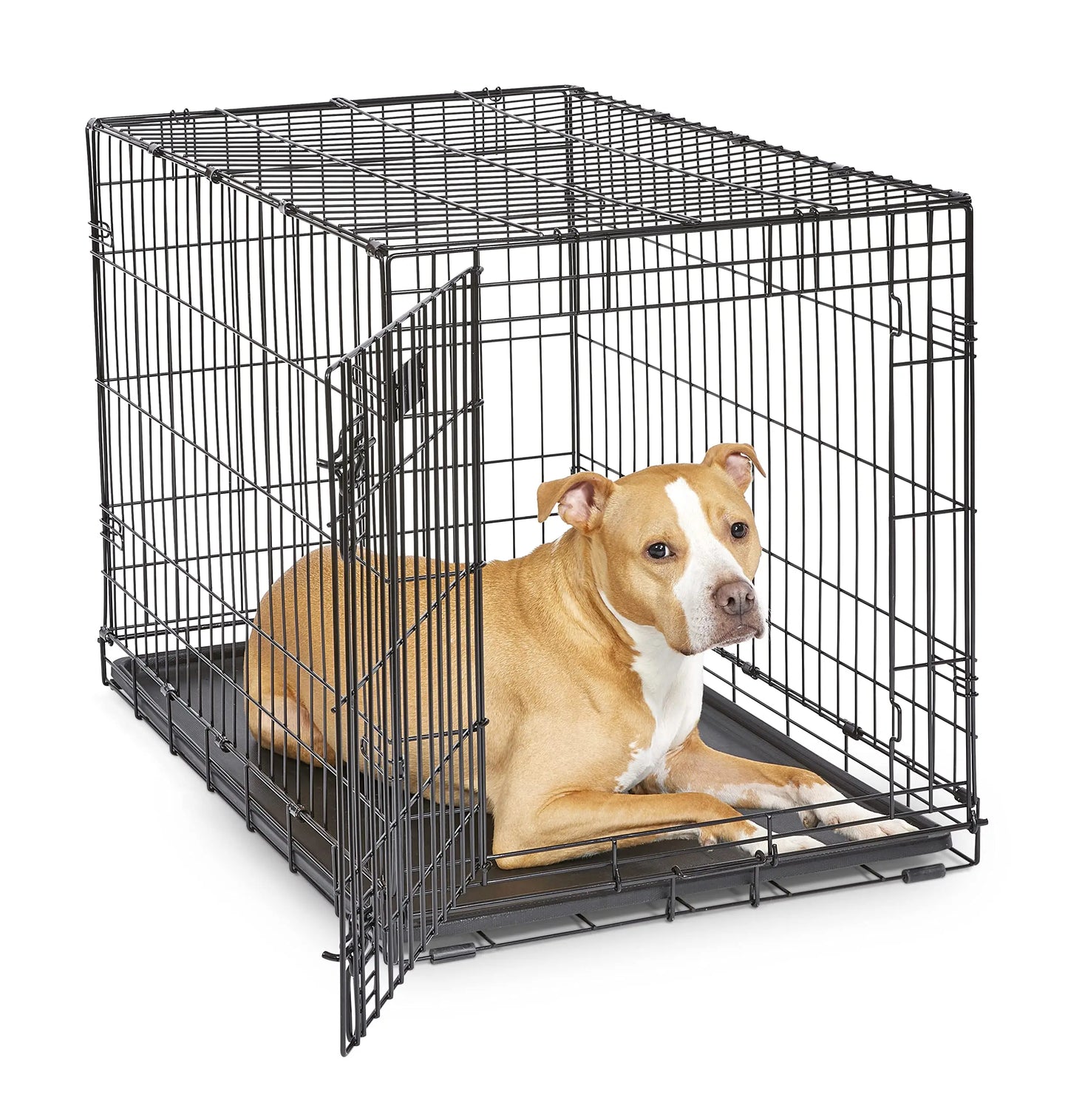 36 Inch Folding Dog Crate With Divider Leak Proof Tray