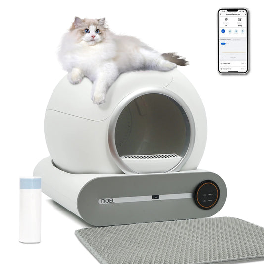 DOEL Self-Cleaning Cat Litter Box With Trash Bag Mat And App Control 2.4G WiFi