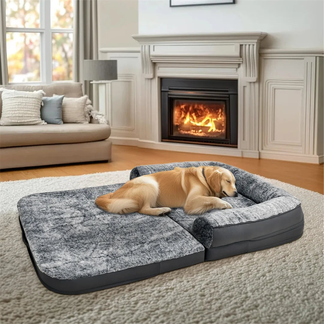 BINGOPAW Foldable Calming Dog Bed Plush Orthopedic