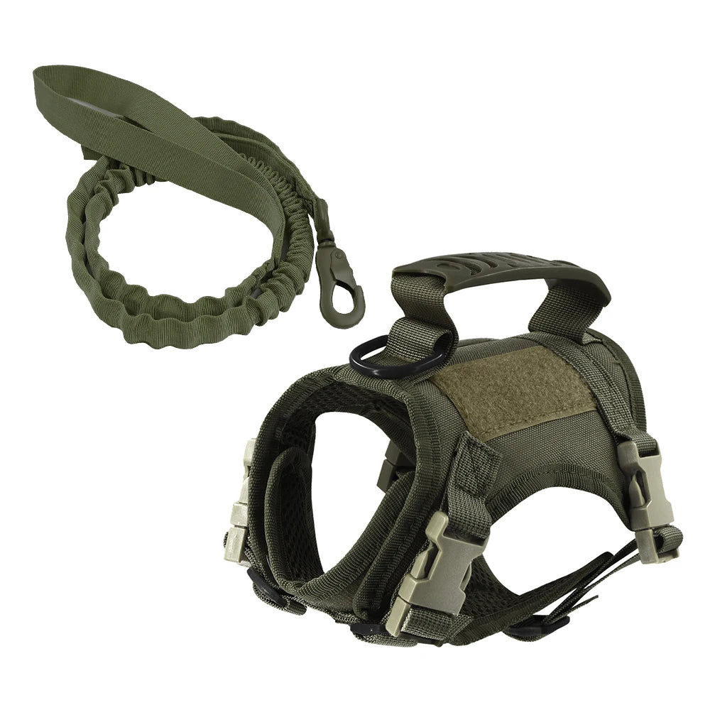 PETRAVELCN Tactical Puppy Harness Leash Set For Small Dogs Adjustable