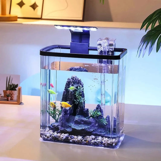 HiMISS Ultra White Desktop Aquarium With Filter And LED Light