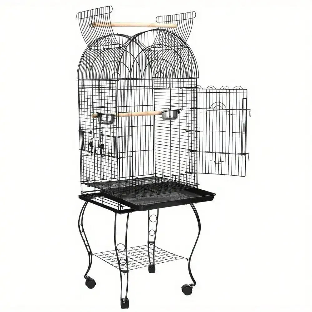 Durable Steel Bird Cage With Rolling Stand For Parrots And Lovebirds