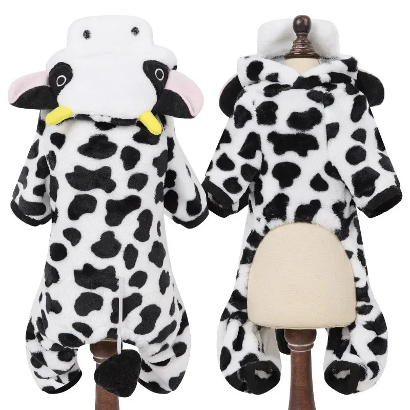 NONECN Cartoon Animal Dog Costume Fleece Pajama For Small Pets