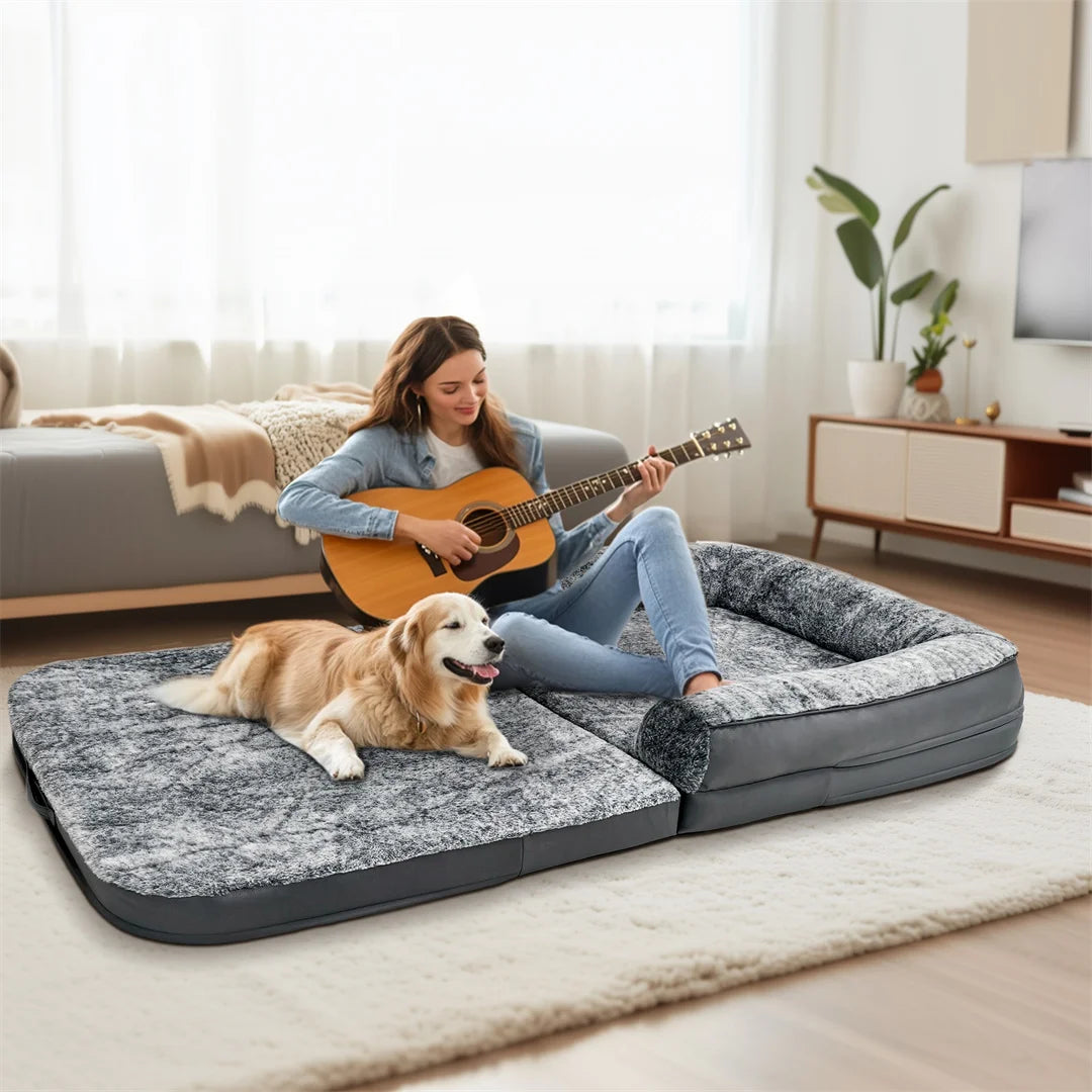 BINGOPAW Foldable Calming Dog Bed Plush Orthopedic
