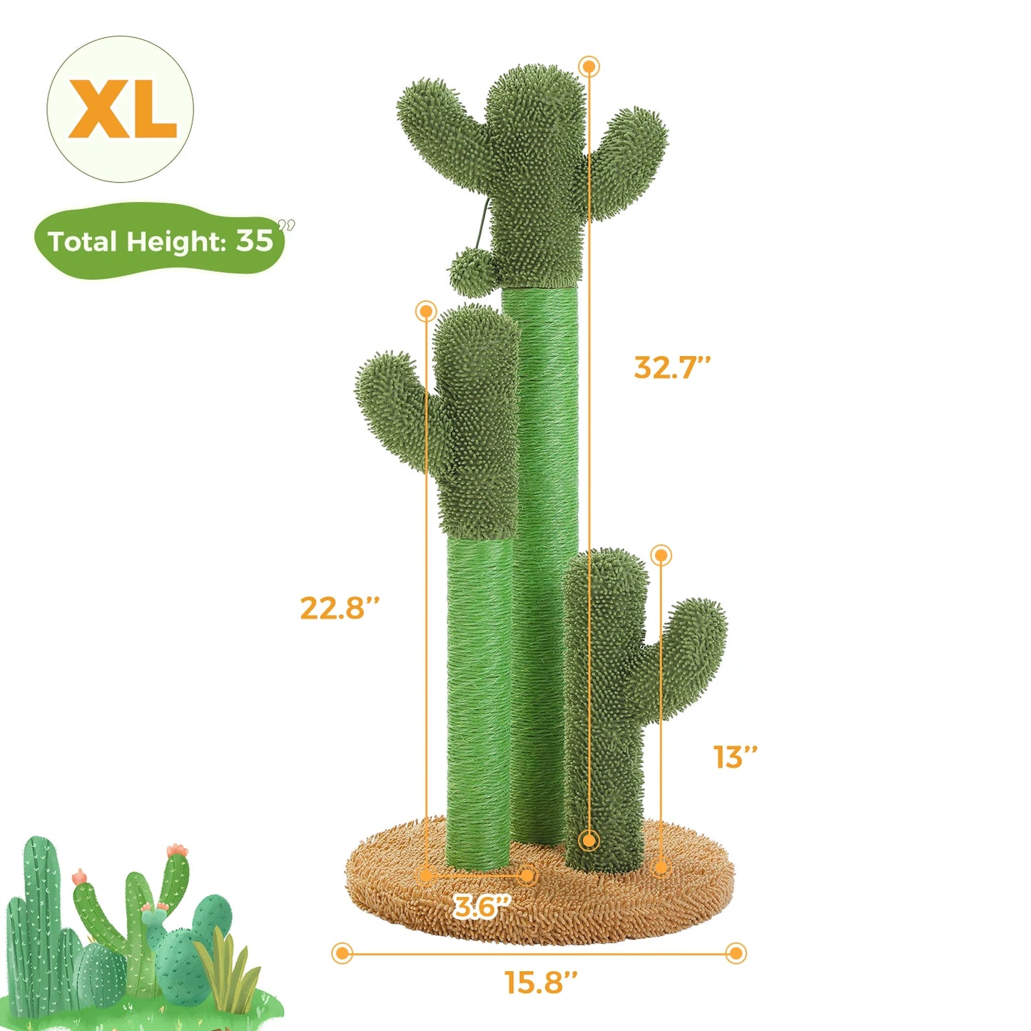 PEQULTICN Cactus Cat Tree Condo Hammock Ball