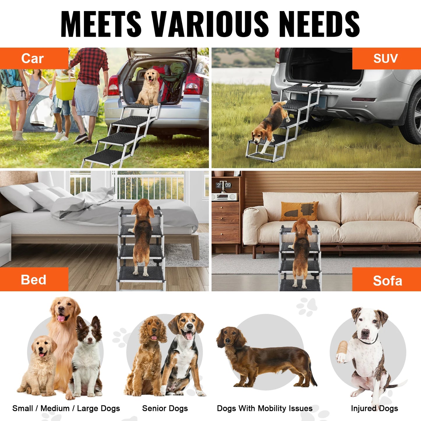 SucceBuy Folding Portable Dog Car Steps For SUVs And Trucks