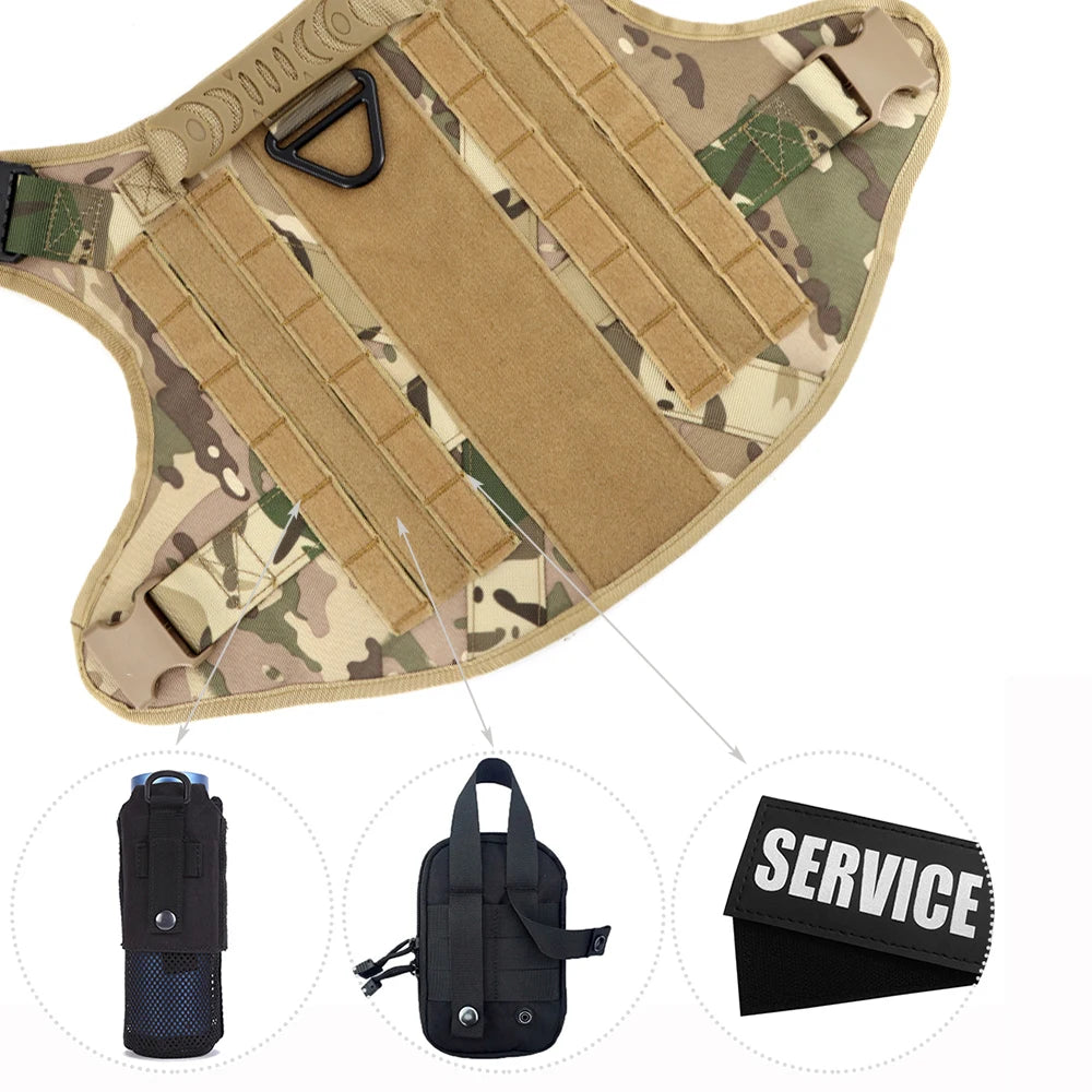 PETRAVELCN Military Large Dog Harness Vest Leash Patches Set