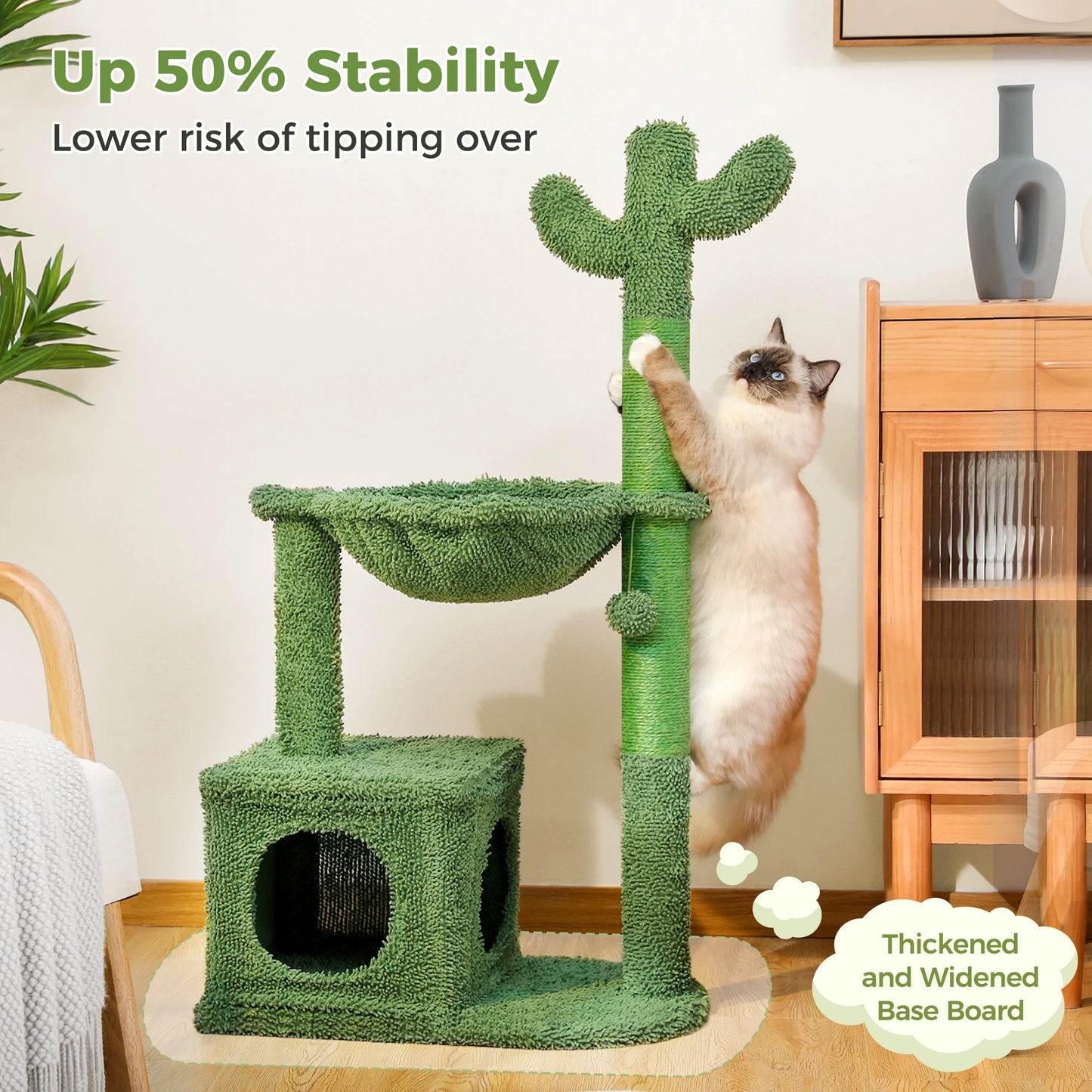 PEQULTICN Cactus Cat Tree Condo Hammock Ball