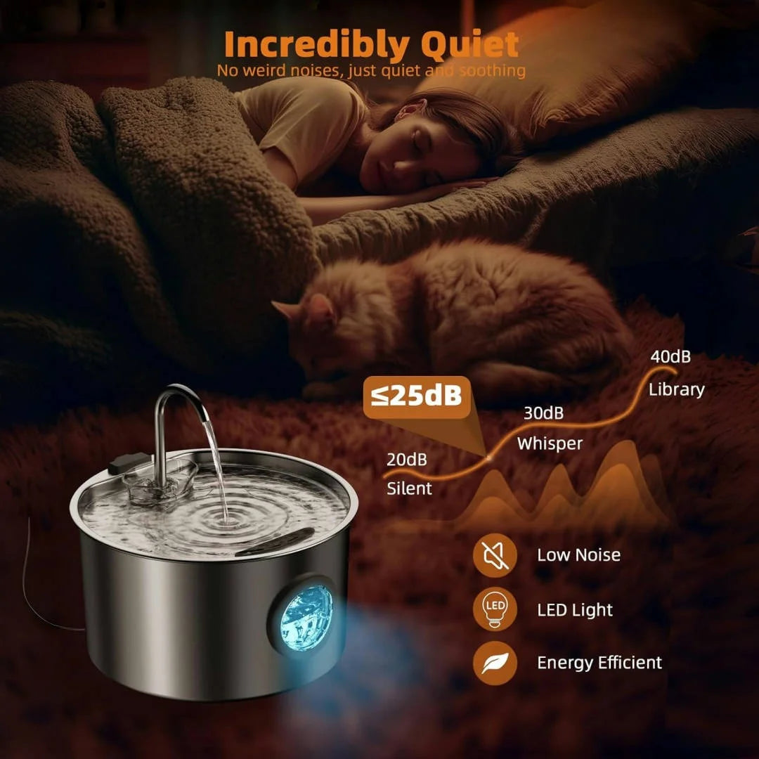 OPETH Stainless Steel Cat Water Fountain 108oz Pet Dispenser