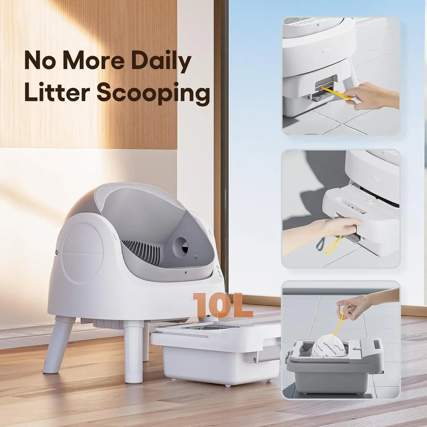 Self Cleaning Cat Litter Box For Multiple Cats With Safety