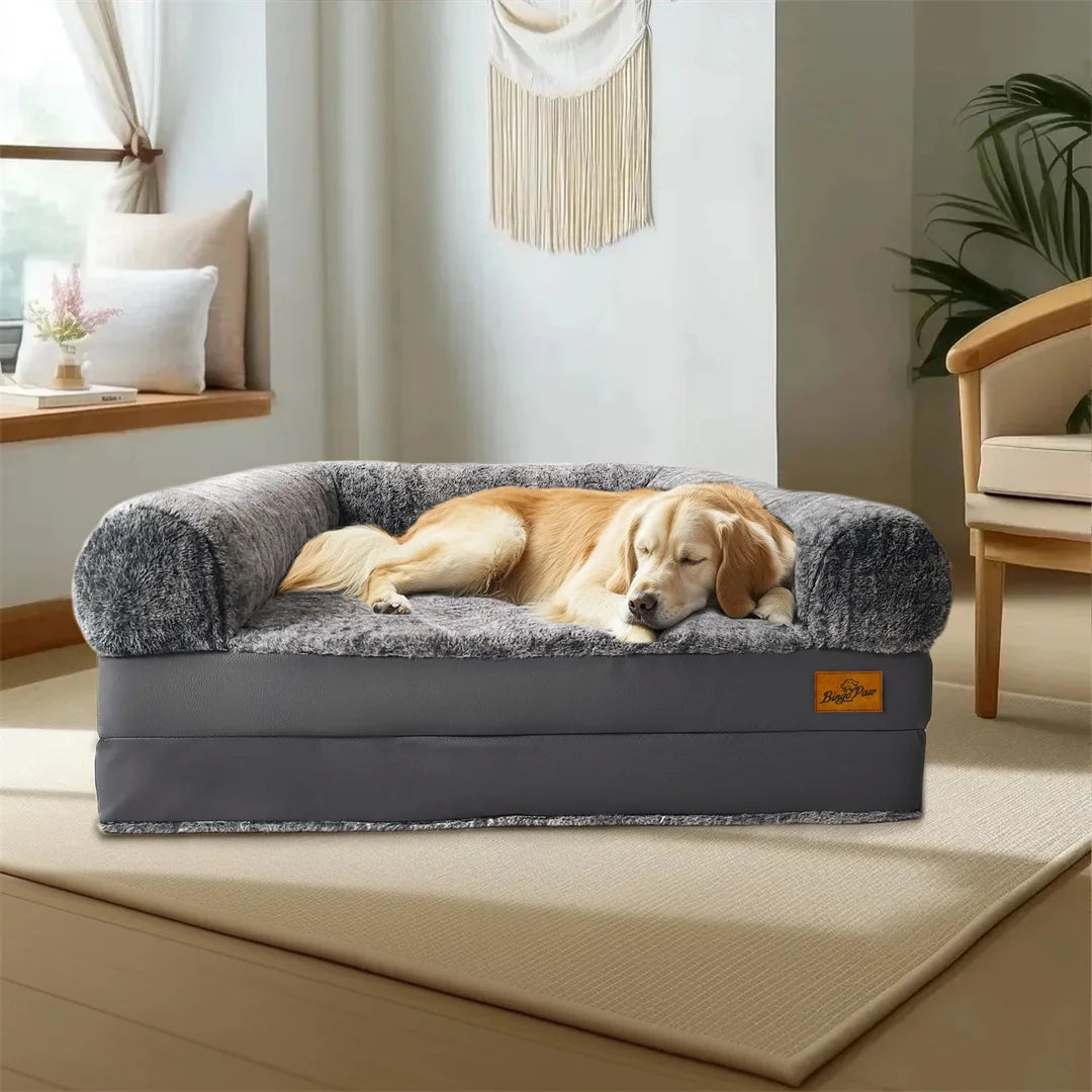 BINGOPAW Foldable Calming Dog Bed Plush Orthopedic
