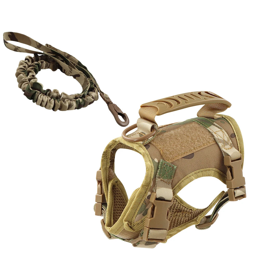 PETRAVELCN Tactical Puppy Harness Leash Set For Small Dogs Adjustable