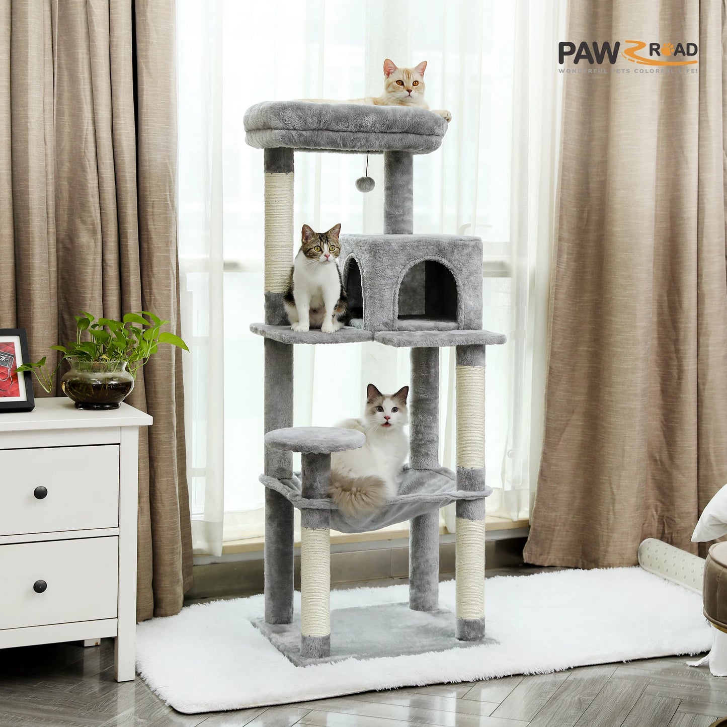 PAWZ Road 5-Level Cat Tree Tower For Indoor Cats