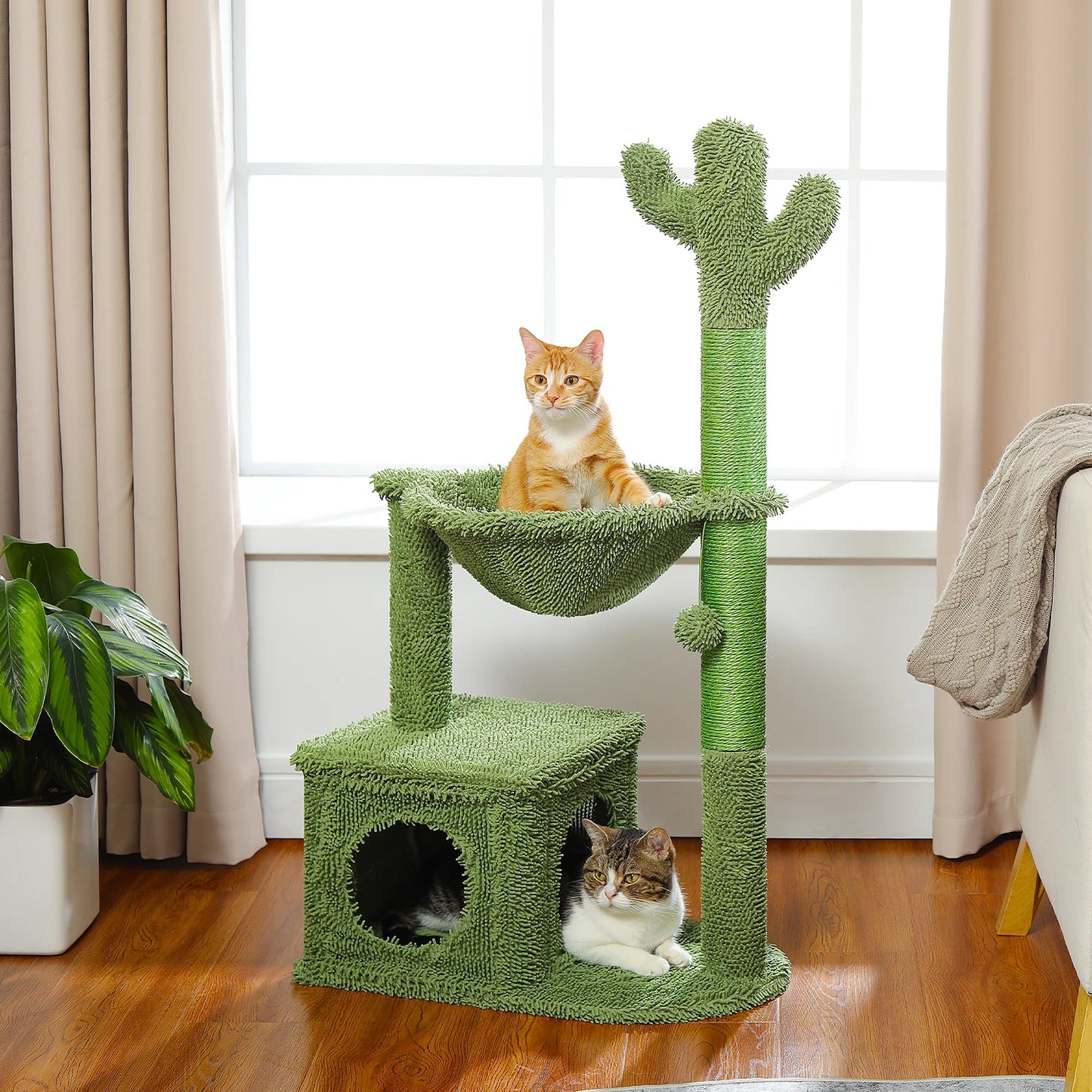 PEQULTICN Cactus Cat Tree Condo Hammock Ball