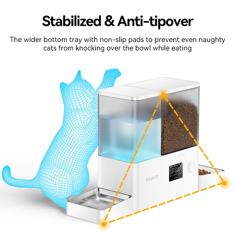 ROJECO 2In1 Automatic Pet Feeder And Water Fountain Dispenser