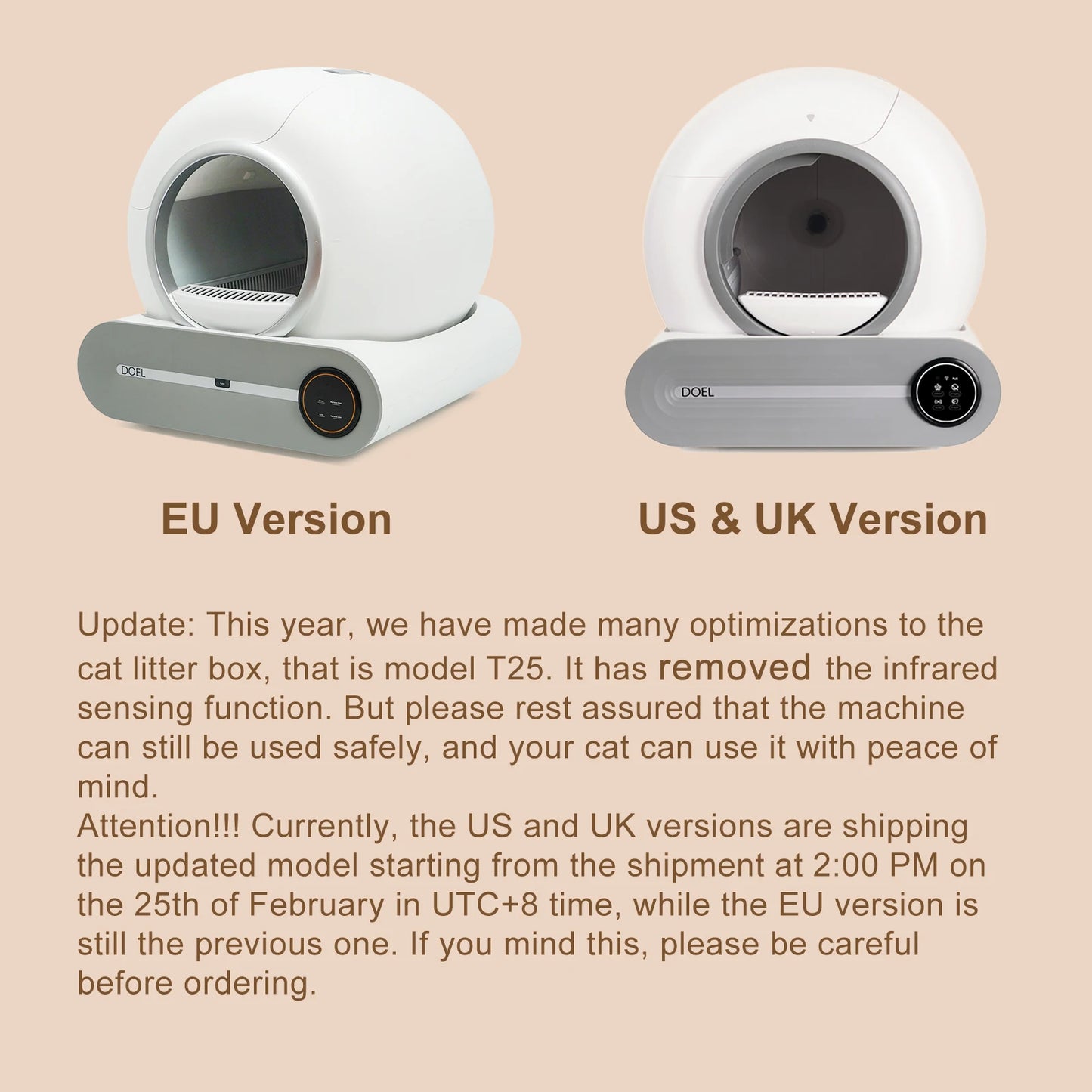 DOEL Self-Cleaning Cat Litter Box With Trash Bag Mat And App Control 2.4G WiFi