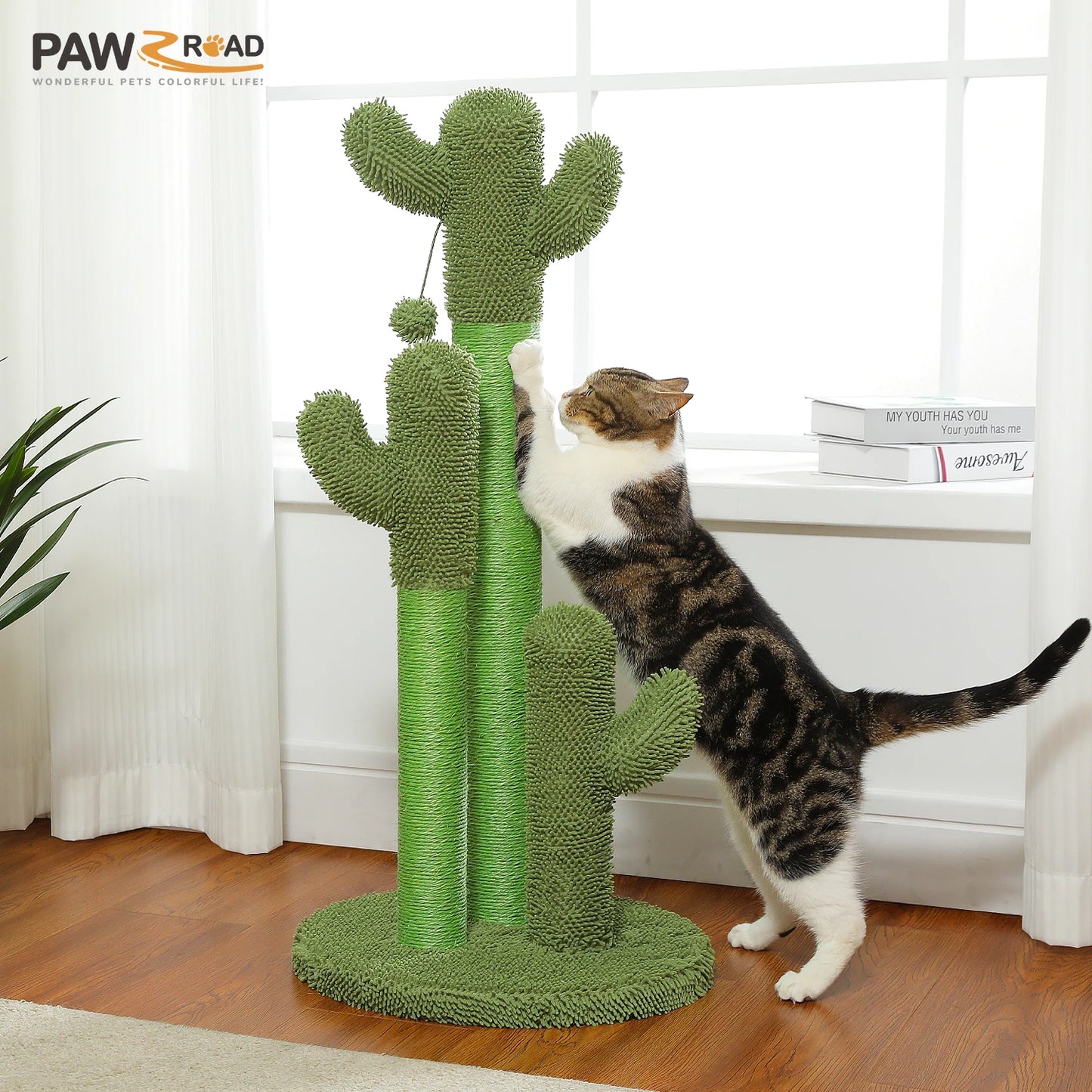 PEQULTICN Cactus Cat Tree Condo Hammock Ball