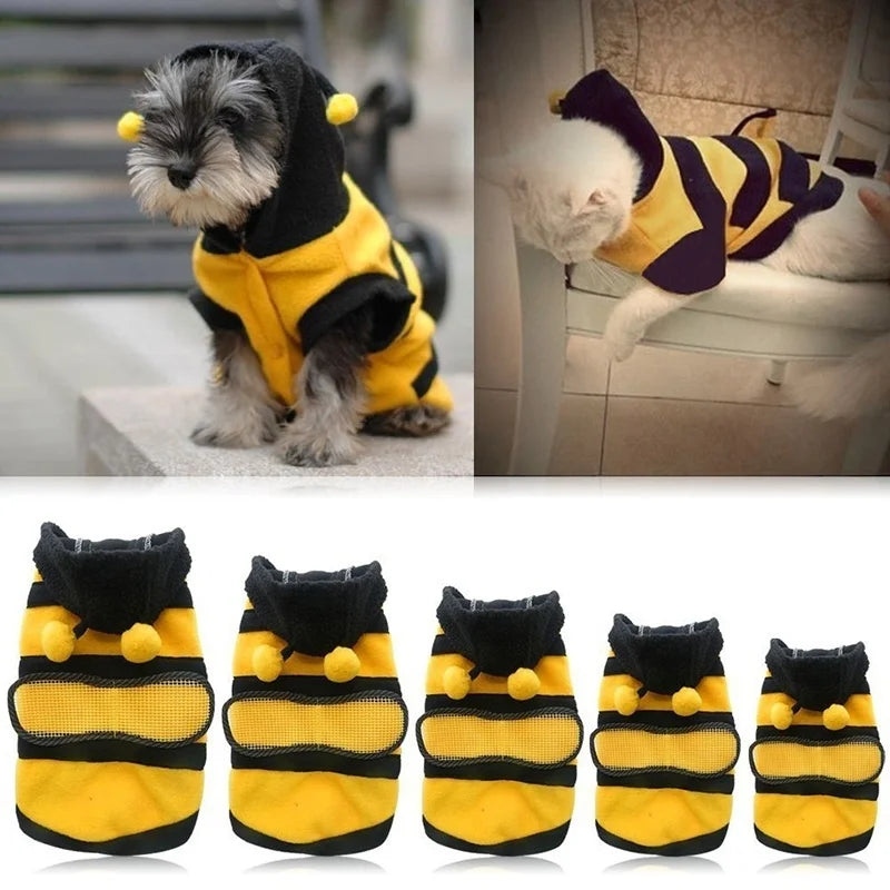 NONECN Bee Pet Puppy Coat Fleece Hoodie For Dogs Cats
