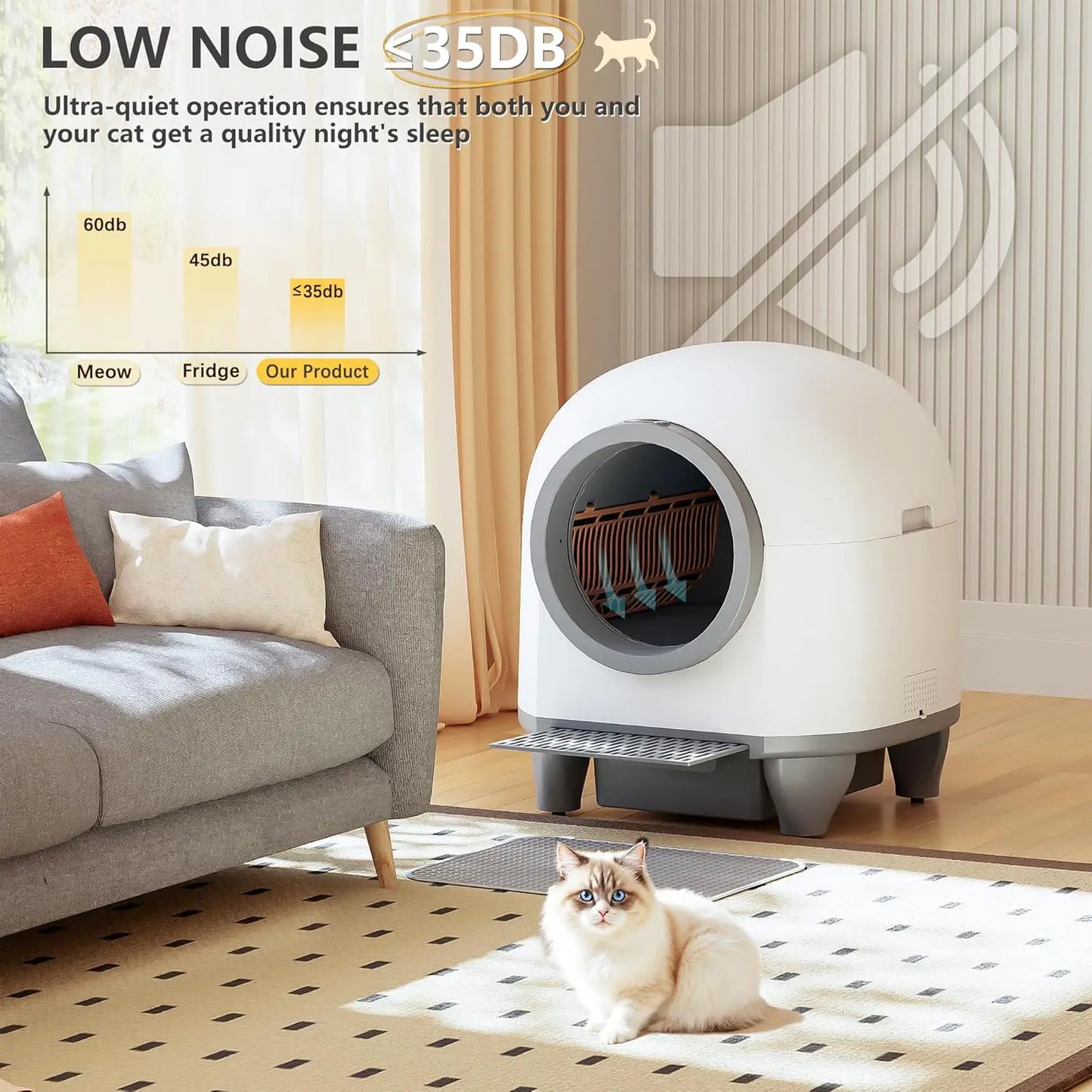 Automatic Self Cleaning Cat Litter Box For Multiple Cats With App Control
