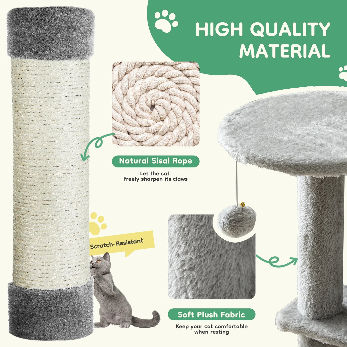 JHK Cat Tree Tower for Multi Cat Climbing Sisal Posts
