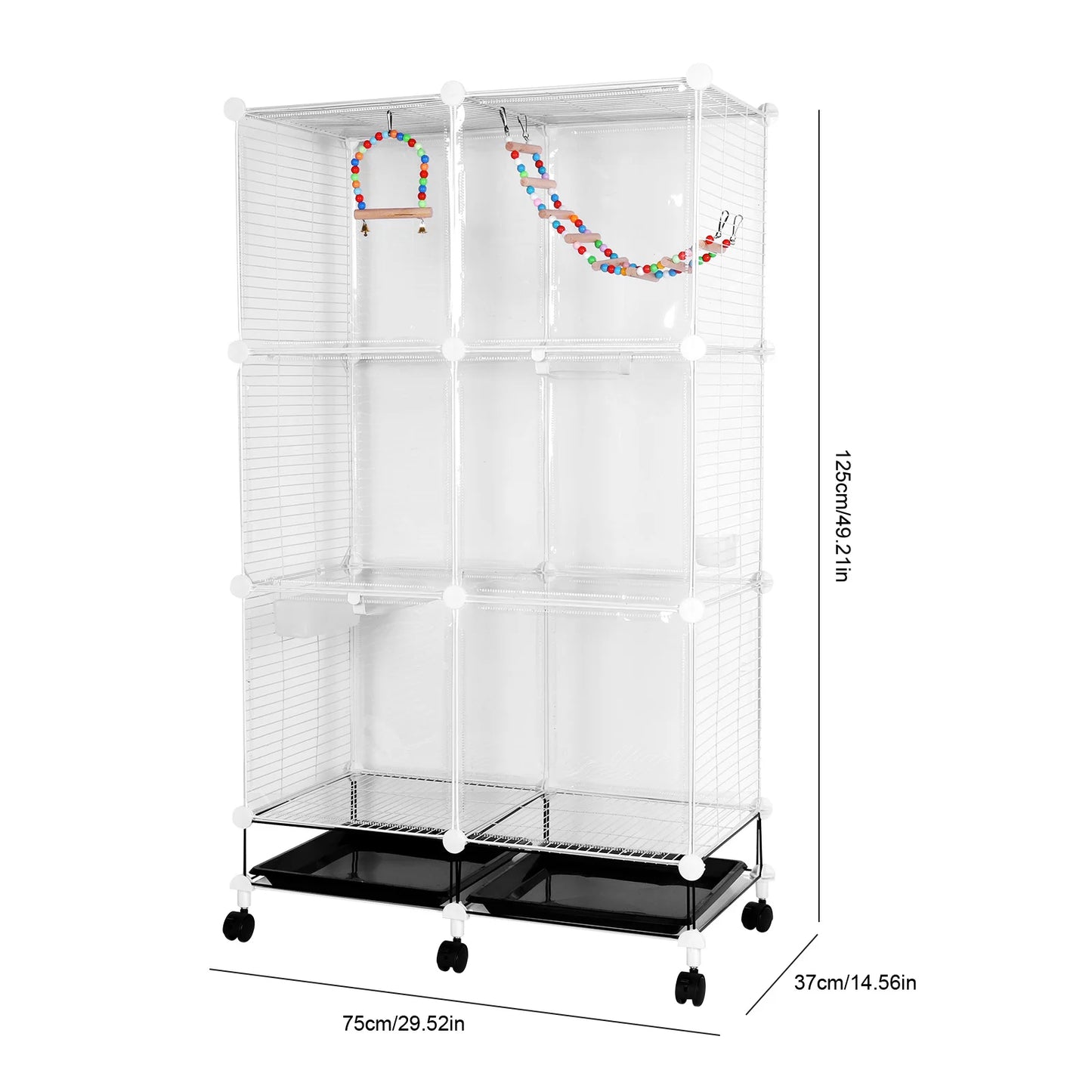 Bird Cage Universal Wheel With Stand Tray Swing Ladder