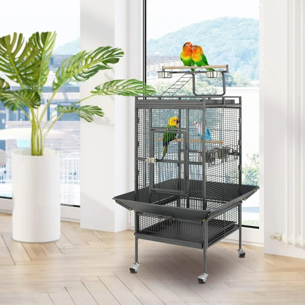 2in1 Bird Cage With Rolling Stand For Parrots