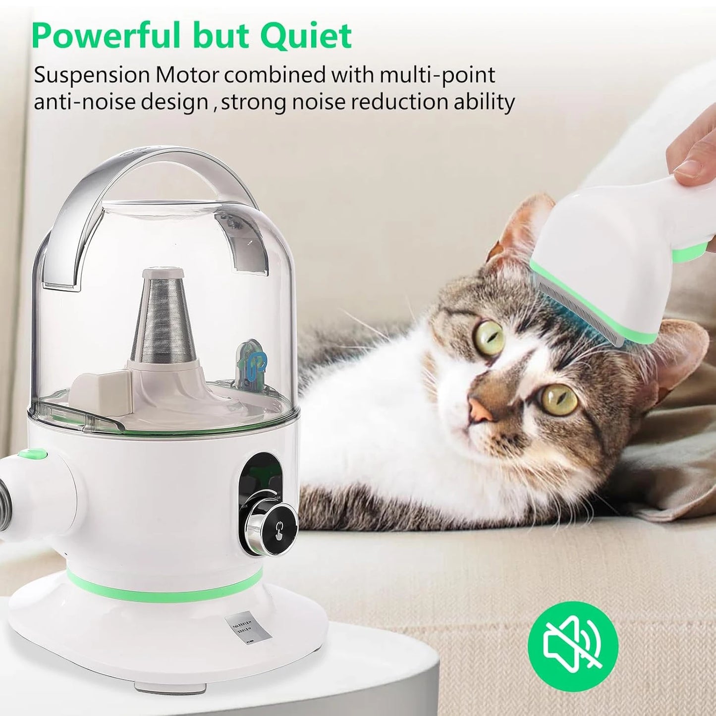 HiMISS Pet Grooming Kit With Quiet Vacuum And Five Tools